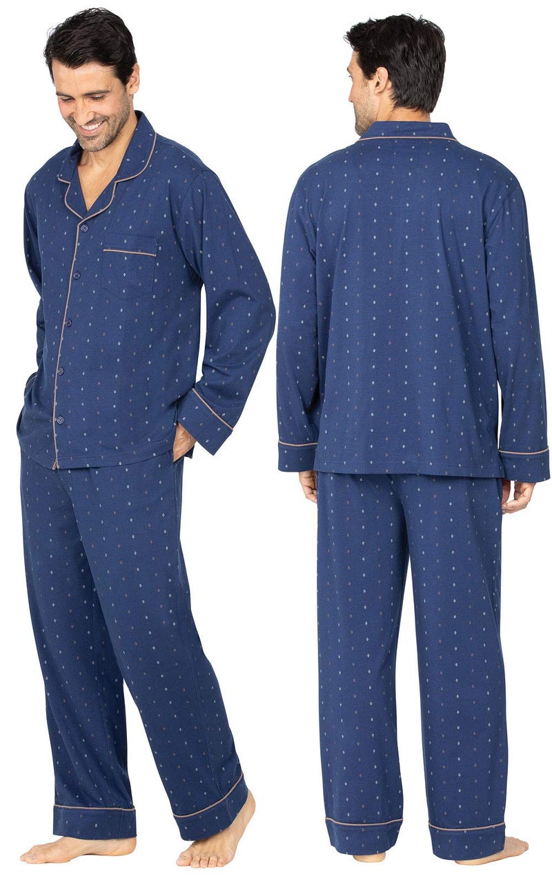 PajamaGram Men's Pajamas Sets Cotton - Men Pajamas Sets, Navy, X-Large - Image 2